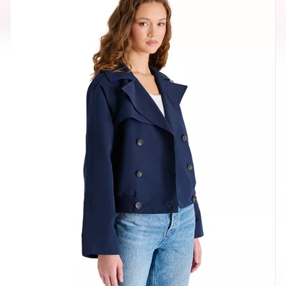 Steve Madden Women's Maris dark navy blue marine short Trench Jacket size XL new - Picture 4 of 6